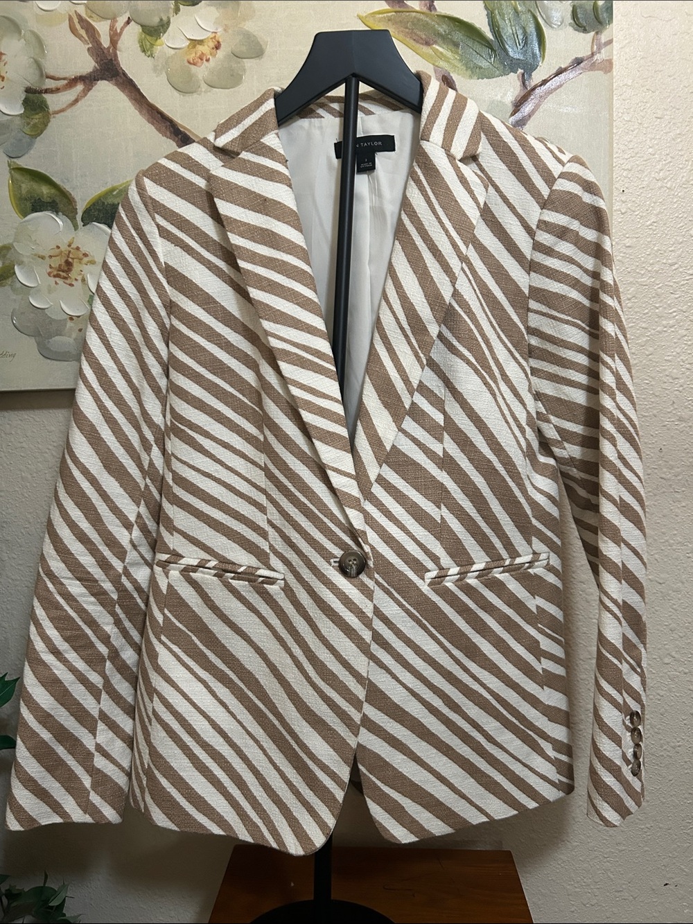 Ann Taylor Zebra-Striped Blazer in Tan & White